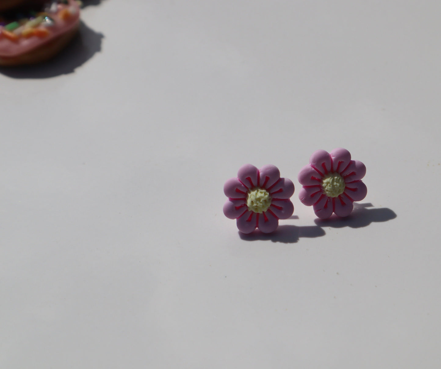 Beautiful Pink and yellow flower studs, everyday lightweight handmade beautiful stud earrings, polymer clay, Nickel free gold findings.