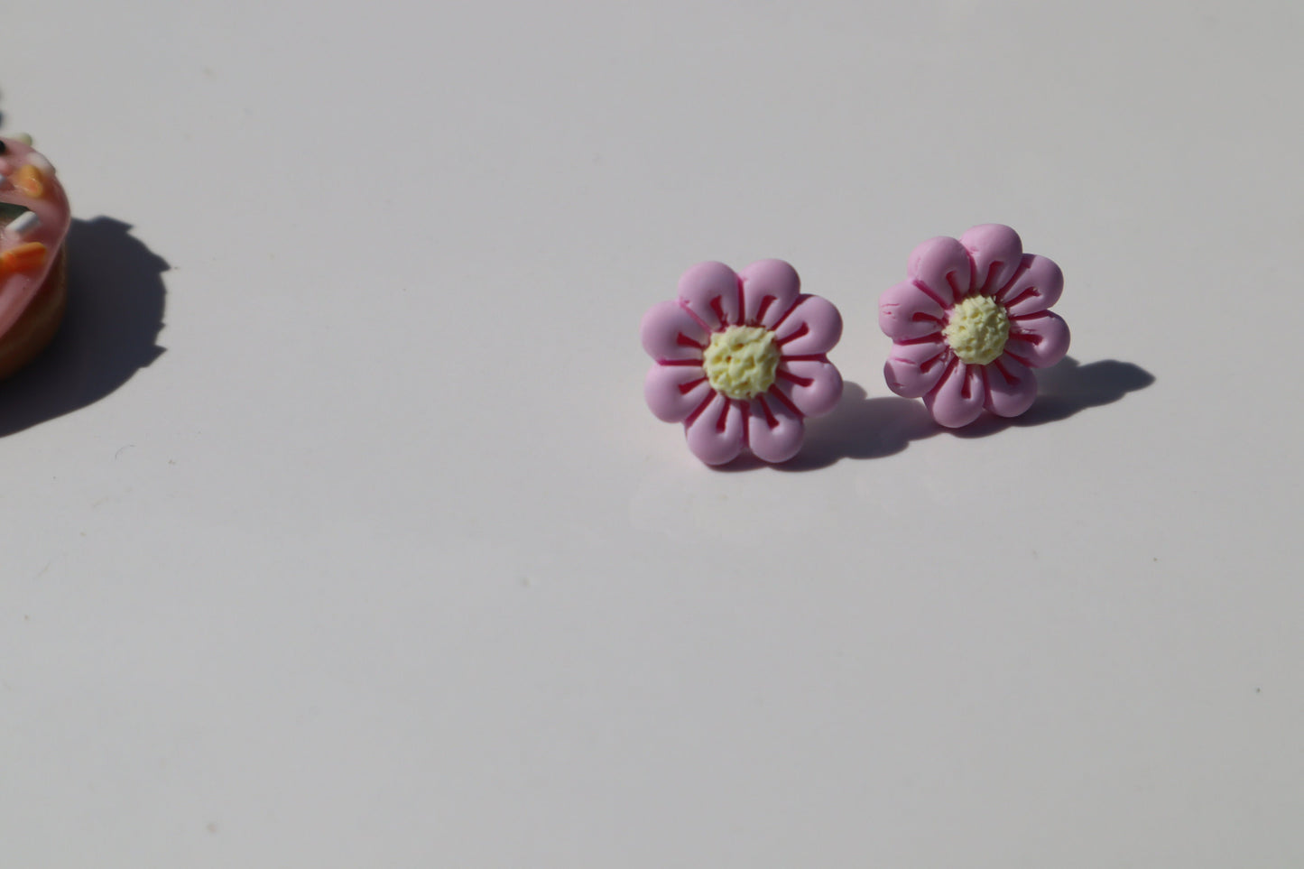 Beautiful Pink and yellow flower studs, everyday lightweight handmade beautiful stud earrings, polymer clay, Nickel free gold findings.