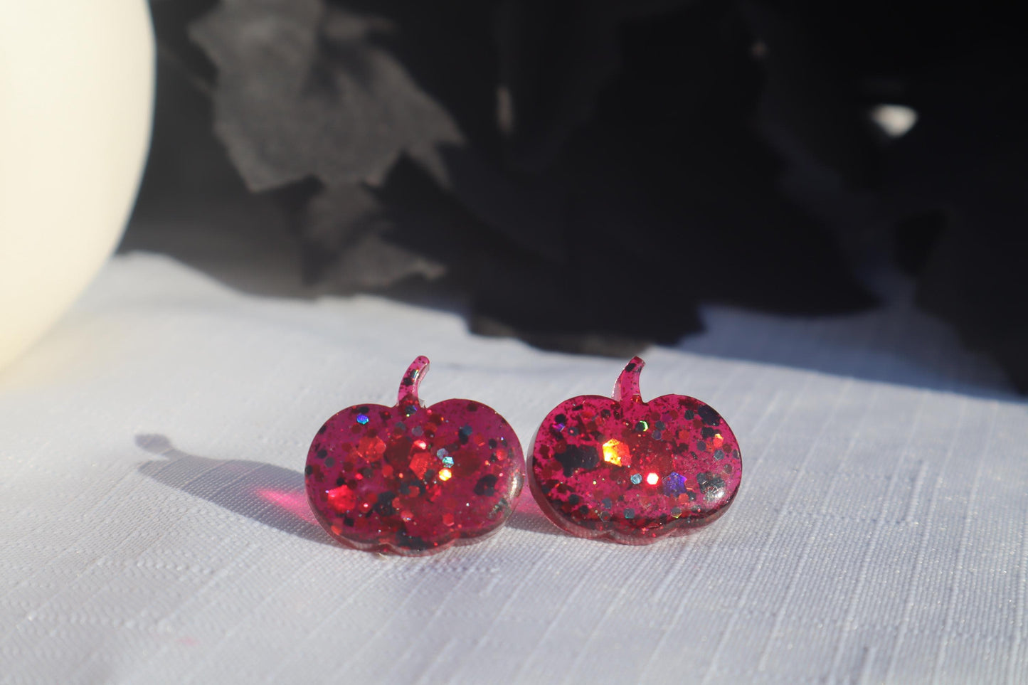 Resin Pumpkin studs, Resin lightweight handmade beautiful stud earrings, Nickel free  findings.fall Halloween, autumn red, copper handmade