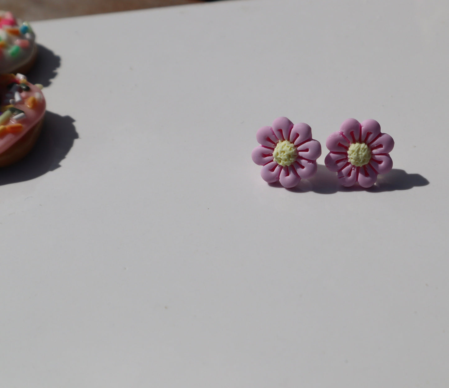 Beautiful Pink and yellow flower studs, everyday lightweight handmade beautiful stud earrings, polymer clay, Nickel free gold findings.