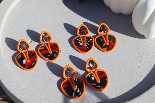 Monarch Madness retro dangles, clay lightweight with resin, handmade beautiful earrings, polymer clay, Nickel free findings