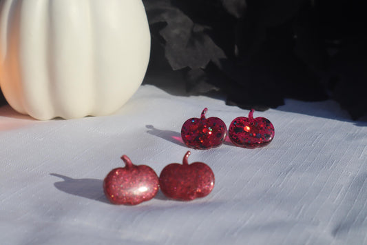 Resin Pumpkin studs, Resin lightweight handmade beautiful stud earrings, Nickel free  findings.fall Halloween, autumn red, copper handmade