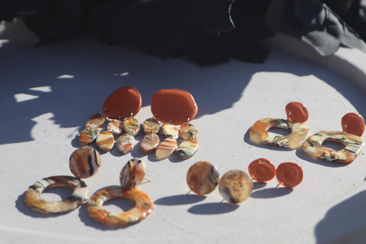 Fall colllection dangles and studs ,polymer clay lightweight with resin, handmade beautiful earrings, Nickel free findings